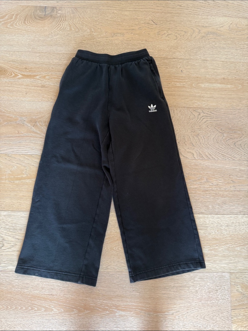 Adidas Girls Black Wide Leg Sweatpants Sz Large